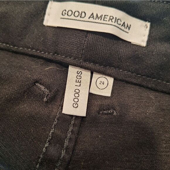 Good American Wax coated black straight leg jeans high waisted size 24 - Picture 3 of 8